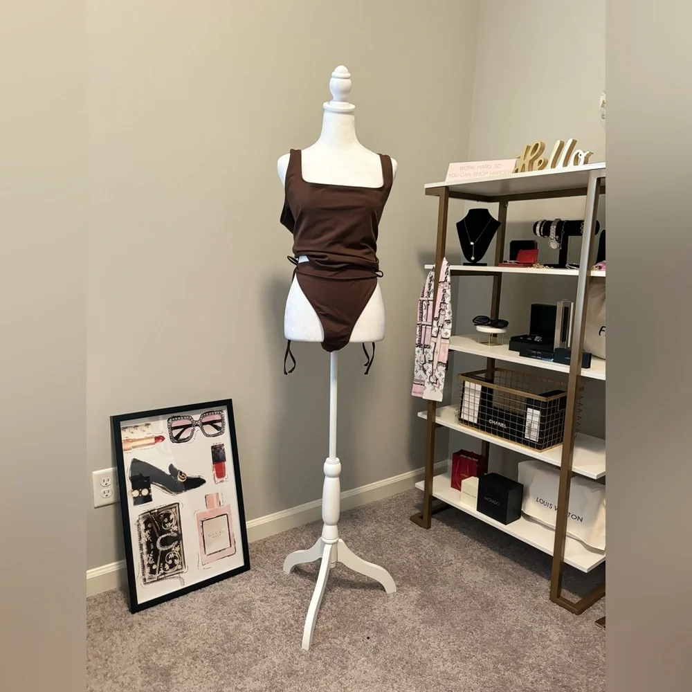 SKIMS Recycled swim low rise tie bikini bottom/ 4x / Cocoa NWT